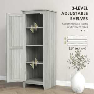 Storage cabinet with barn door and adjustable shelves, gray wood grain