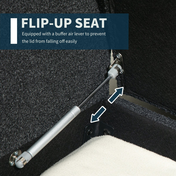 Upholstered storage bench with armrests, black