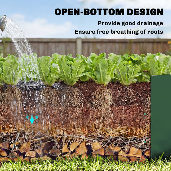 Jardinière surélevée galvanisée avec treillis pour plantes grimpantes, bac de jardinière extérieure à fond ouvert, verte