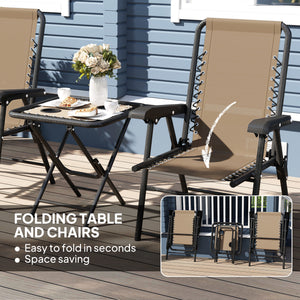 Outdoor folding metal table and chairs set with cup holders