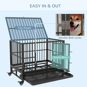 Sturdy steel cage with wheels, grey