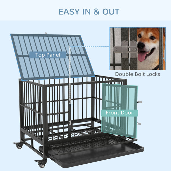Sturdy steel cage with wheels, grey