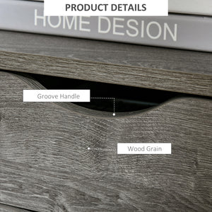 Bedside table with 2 drawers and storage shelf, gray