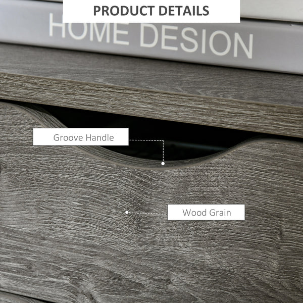 Bedside table with 2 drawers and storage shelf, gray