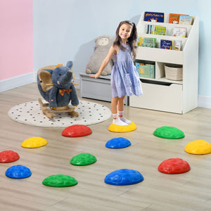 Set of 12 children's balancing stones with non-slip mat, turtle shell design