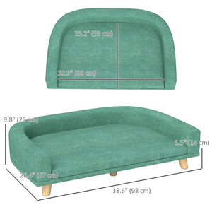 Sofa with washable cover and anti-slip pads, green