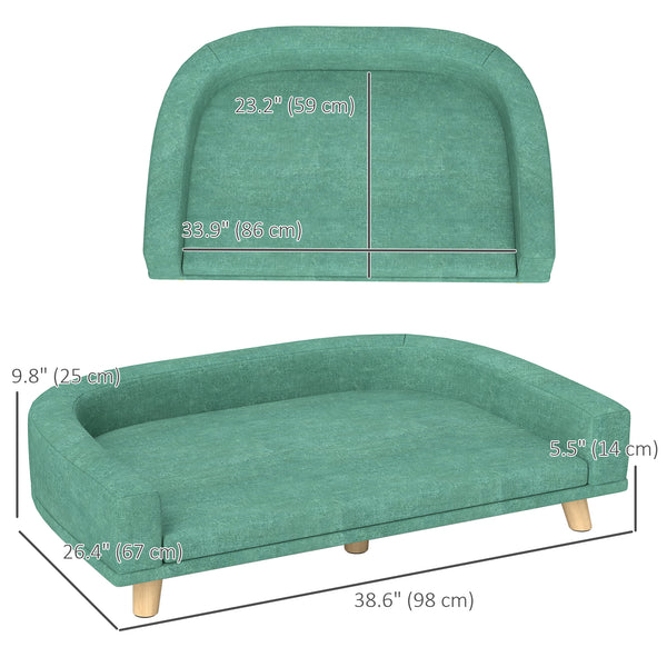 Sofa with washable cover and anti-slip pads, green