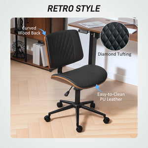 Black Leatherette Office Chair, Adjustable Height, Swivel