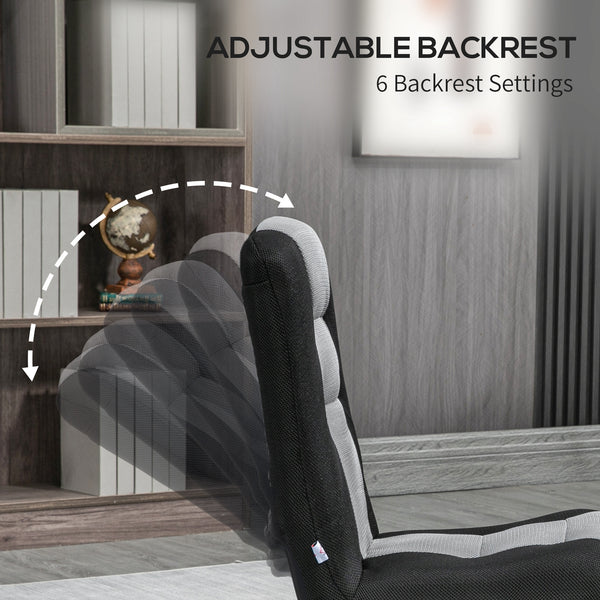 360 Degree Swivel Folding Floor Chair, 6 Position Adjustable, Black