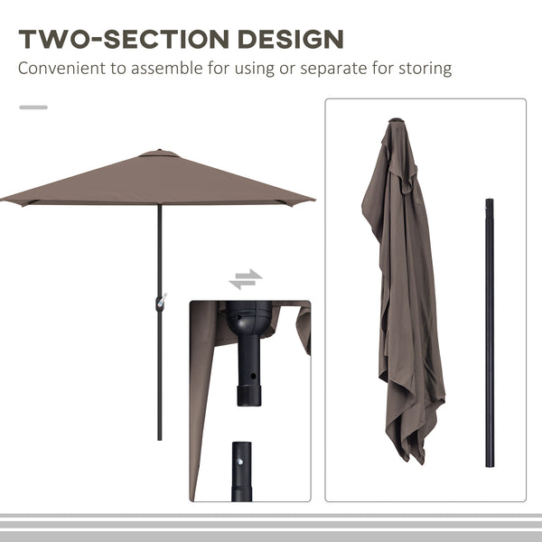 9-foot half-round parasol, coffee color 