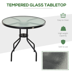 Round bistro table with tempered glass top