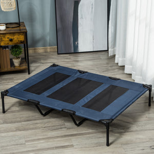 Elevated cot with carry bag, dark blue