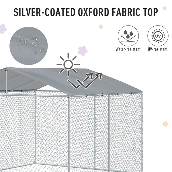 Outdoor enclosure with roof, steel padlock and wire mesh side panels