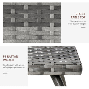 Square rattan coffee table with weather-resistant polyethylene coating