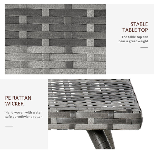 Square rattan coffee table with weather-resistant polyethylene coating
