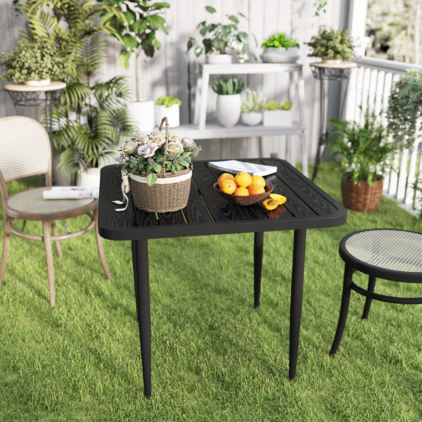 Square metal dining table, black