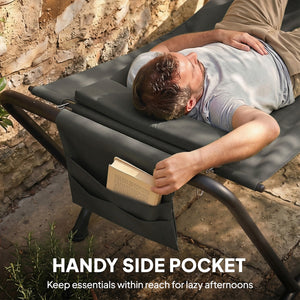 Outdoor Hammock with Stand Heavy Duty Freestanding Nap Bed with Side Pocket Headrest for Yard Patio Pool, Dark Grey