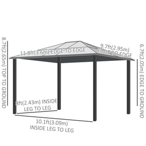10' x 12' Gazebo Hardtop Waterproof, Sunshade with Sidewalls and Mosquito Netting