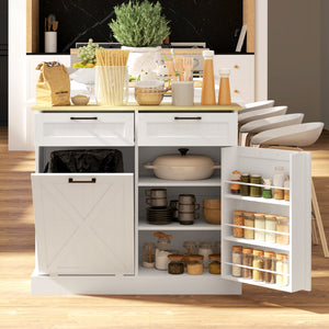 10-gallon trash cabinet with tilt-out drawers, white