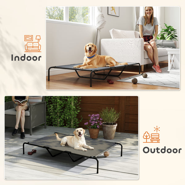 Elevated dog bed with breathable mesh, grey