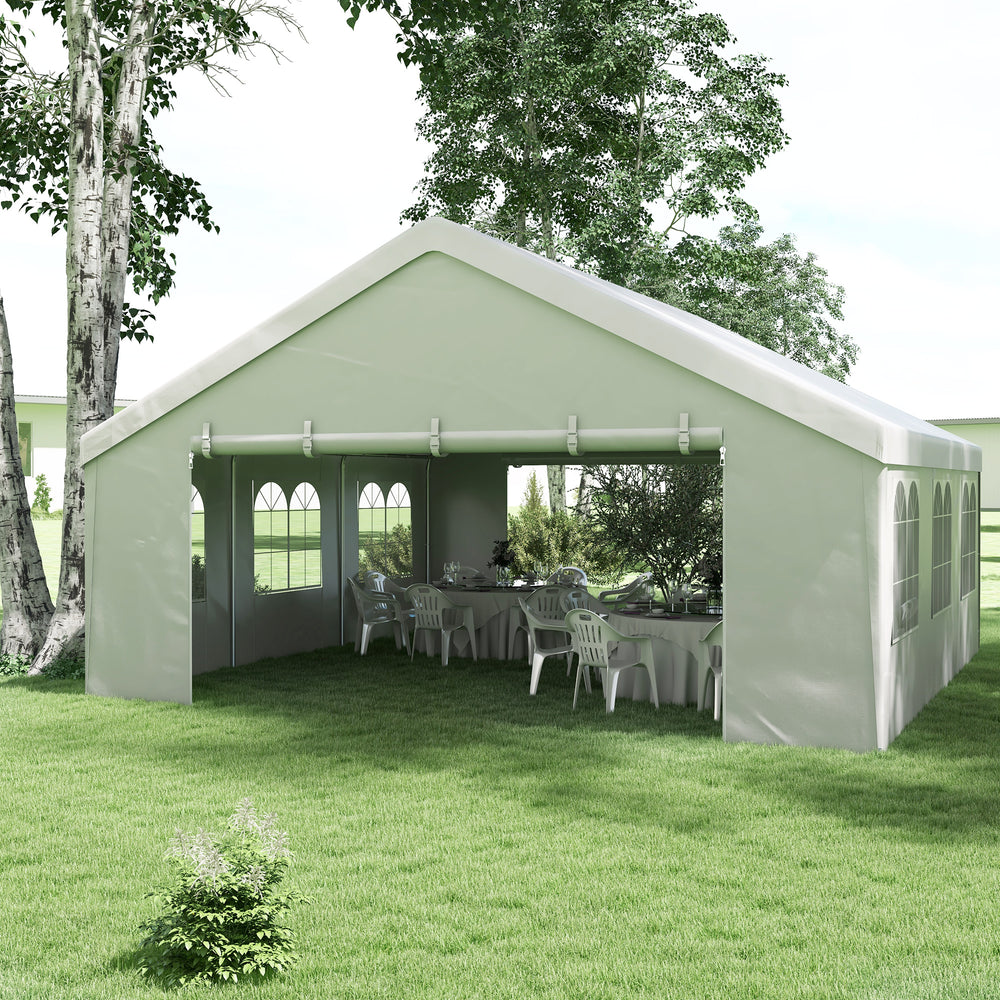 Heavy Duty Party Tent, 19.5' x 19' Large Sun Shade Canopy Tent for Parties, Events, BBQ Grill, White