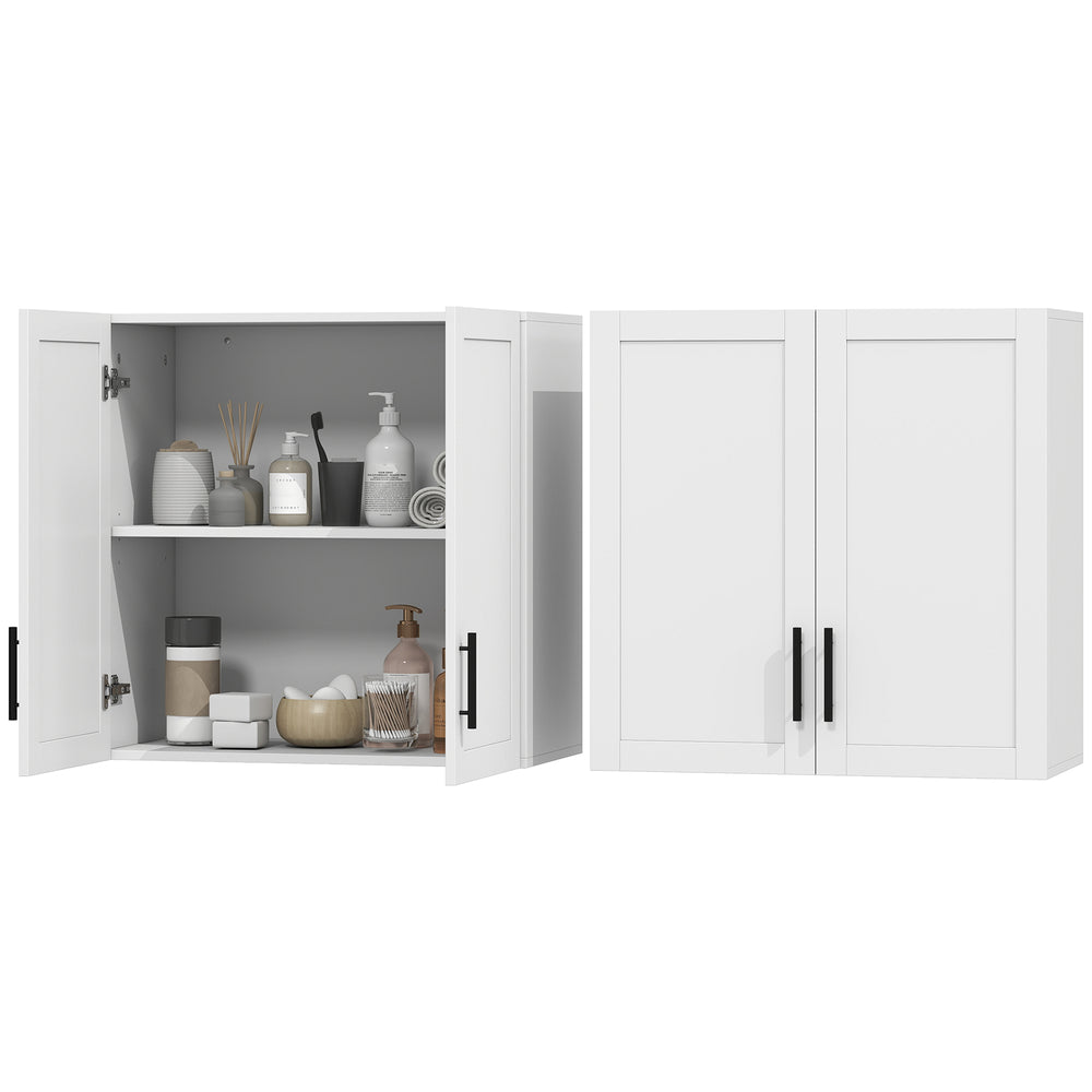 White bathroom wall cabinets, set of 2