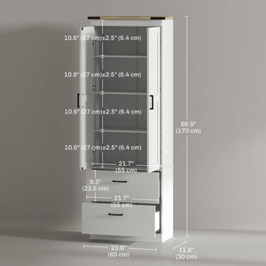 Storage unit with doors, drawers and adjustable shelves, cream white