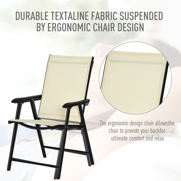 Set of 2 folding garden chairs with Textline upholstery and steel frame 