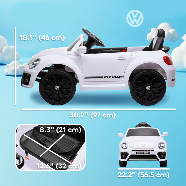 Volkswagen Beetle 12V with remote control, white