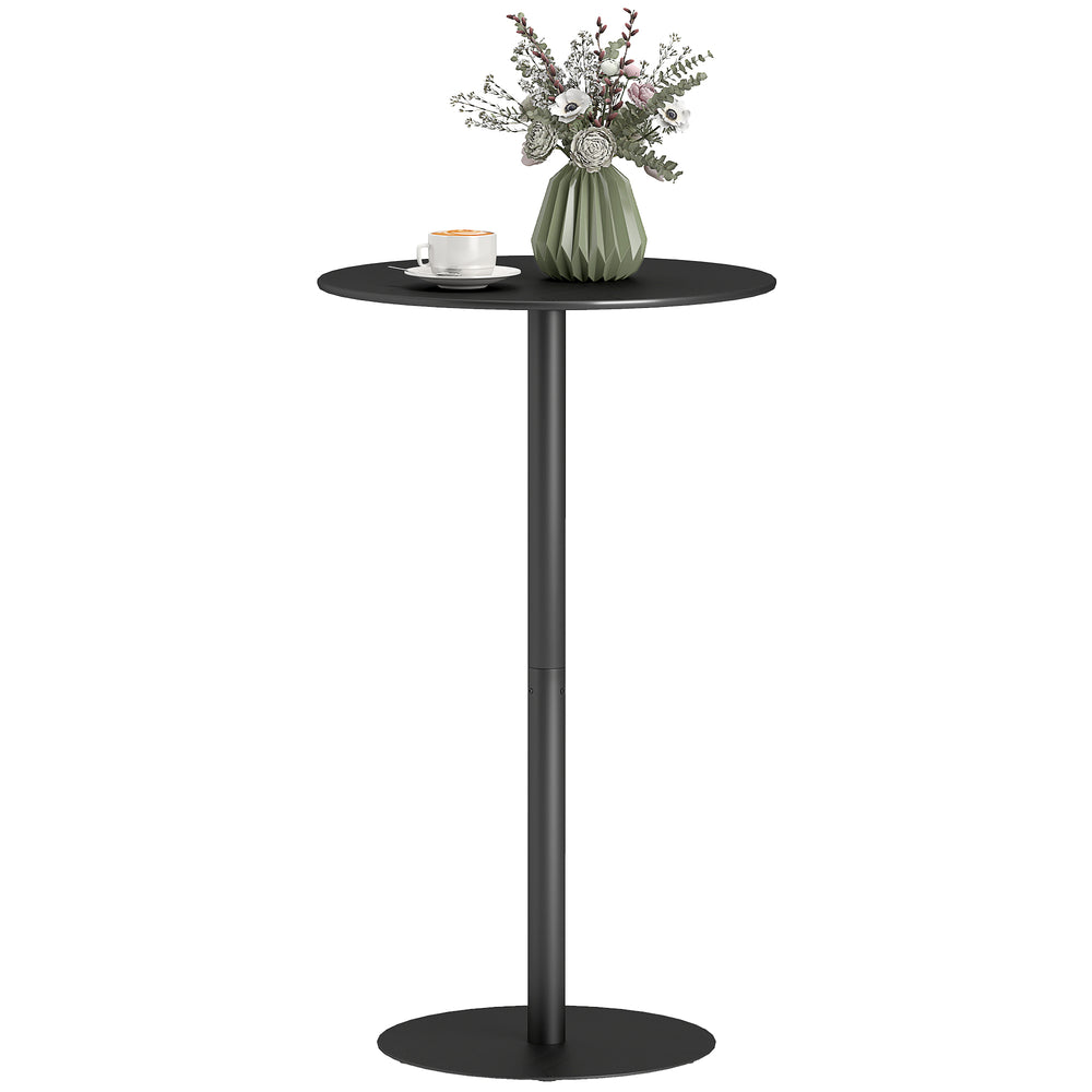 Modern round bar table with steel frame, black