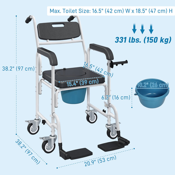 Black shower wheelchair for elderly people