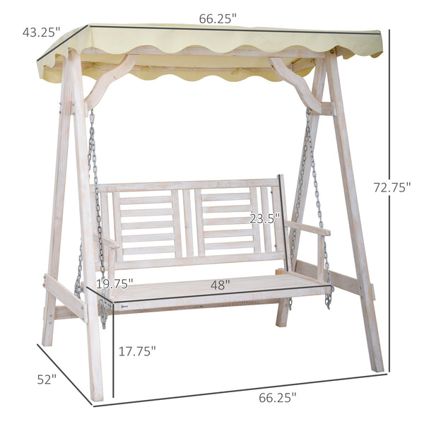 Two-seater swing with canopy and cushion