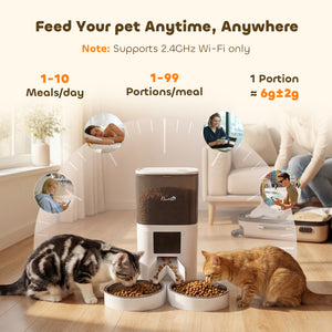 Automatic kibble dispenser with control app and 10-second voice recorder