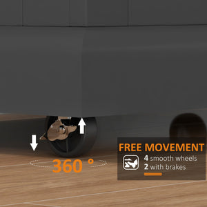 Foldable Kitchen Island with Storage Drawer, Farmhouse Style Rolling Utility Cart with Drop-Leaf Wood Top, Black