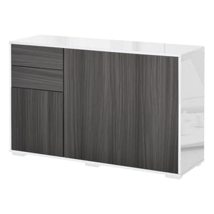 Modern Kitchen Buffet with Coffee Nook, Push-to-Open and 2 Drawers for Living Room, Light Grey