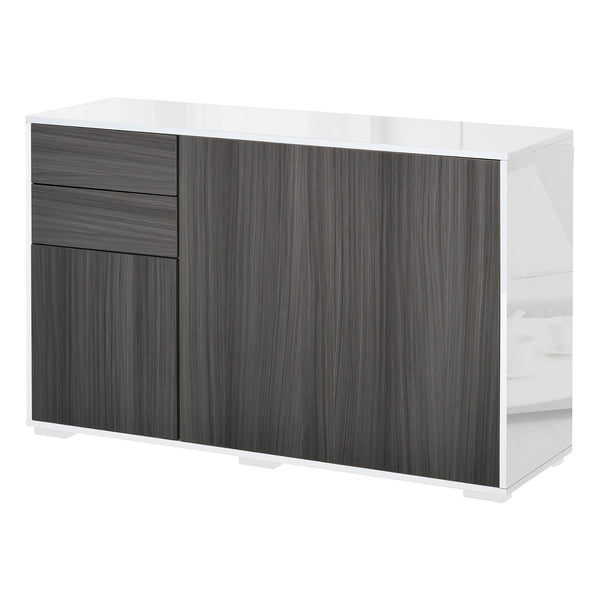 Modern Kitchen Buffet with Coffee Nook, Push-to-Open and 2 Drawers for Living Room, Light Grey