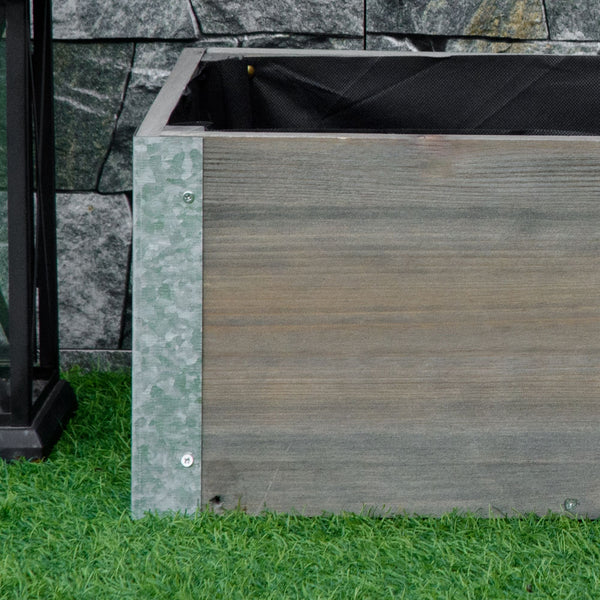 Raised wooden planter, light grey