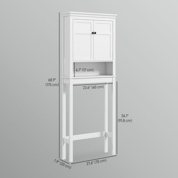 Meuble de rangement à 3 niveaux pour salle de bain avec étagère réglable, blanc