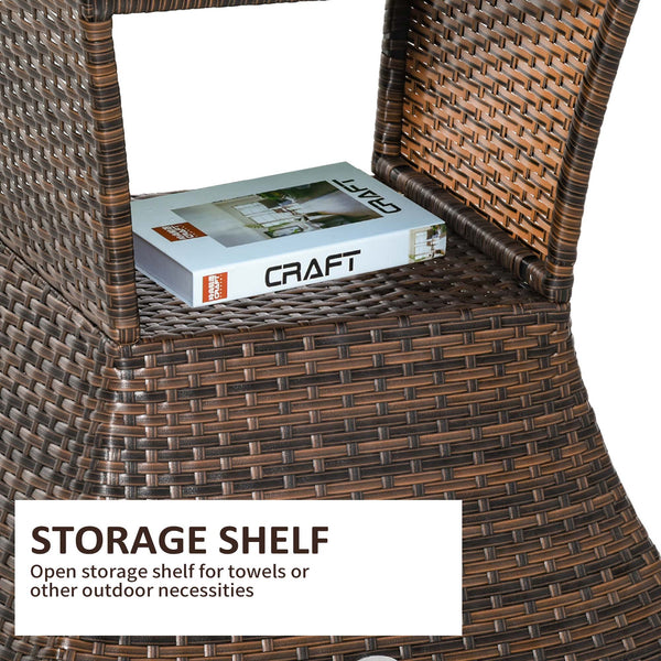 Square side table in woven rattan with 2-tier storage