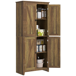 Storage unit with doors and shelves, brown
