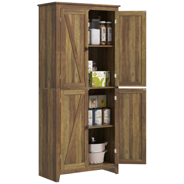 Storage unit with doors and shelves, brown