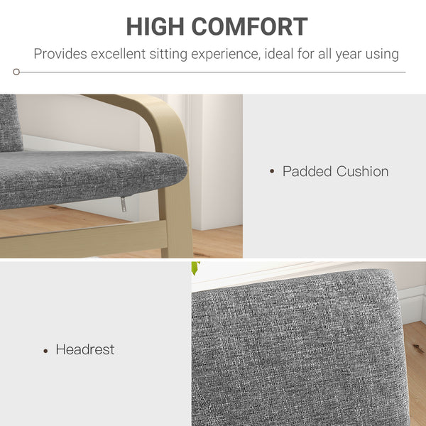 Upholstered accent chair with armrests and wooden frame – Dark gray