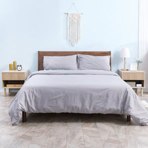 Set of 2 bedside tables with shelf and storage drawer, natural wood