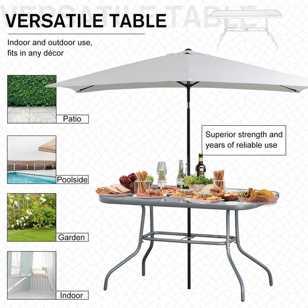 Metal garden table with parasol hole