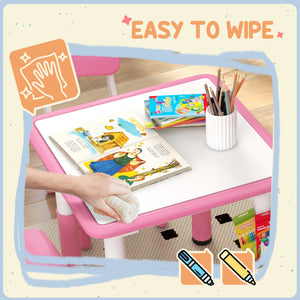 5-Piece Height Adjustable Toddler Table and Chair Set, Pink