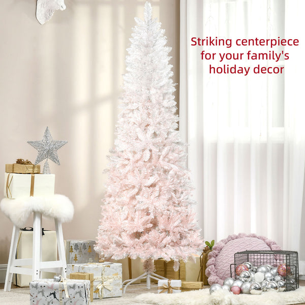 6ft Artificial Christmas Tree with Automatic Opening, Pink and White