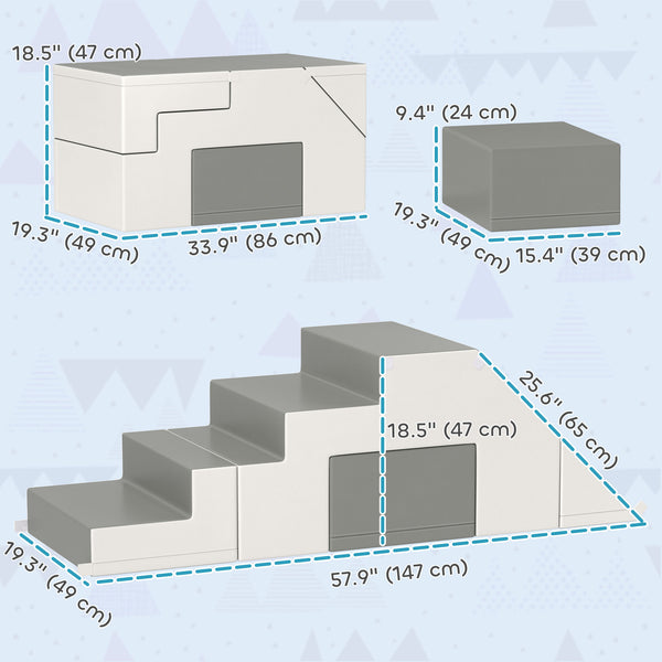 2-Piece Foam Play Set for Kids, Light Grey