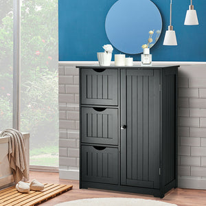 Side storage unit with 3 drawers and 1 cupboard - black