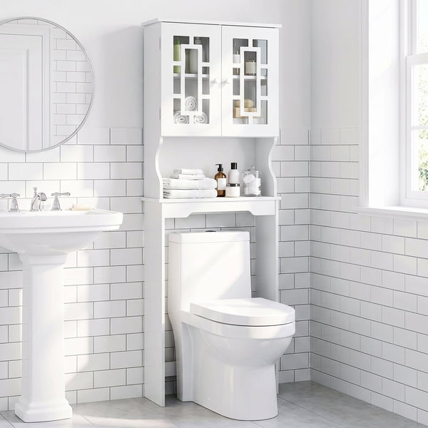 Space-saving bathroom storage unit for over the toilet