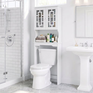 Space-saving bathroom storage unit for over the toilet